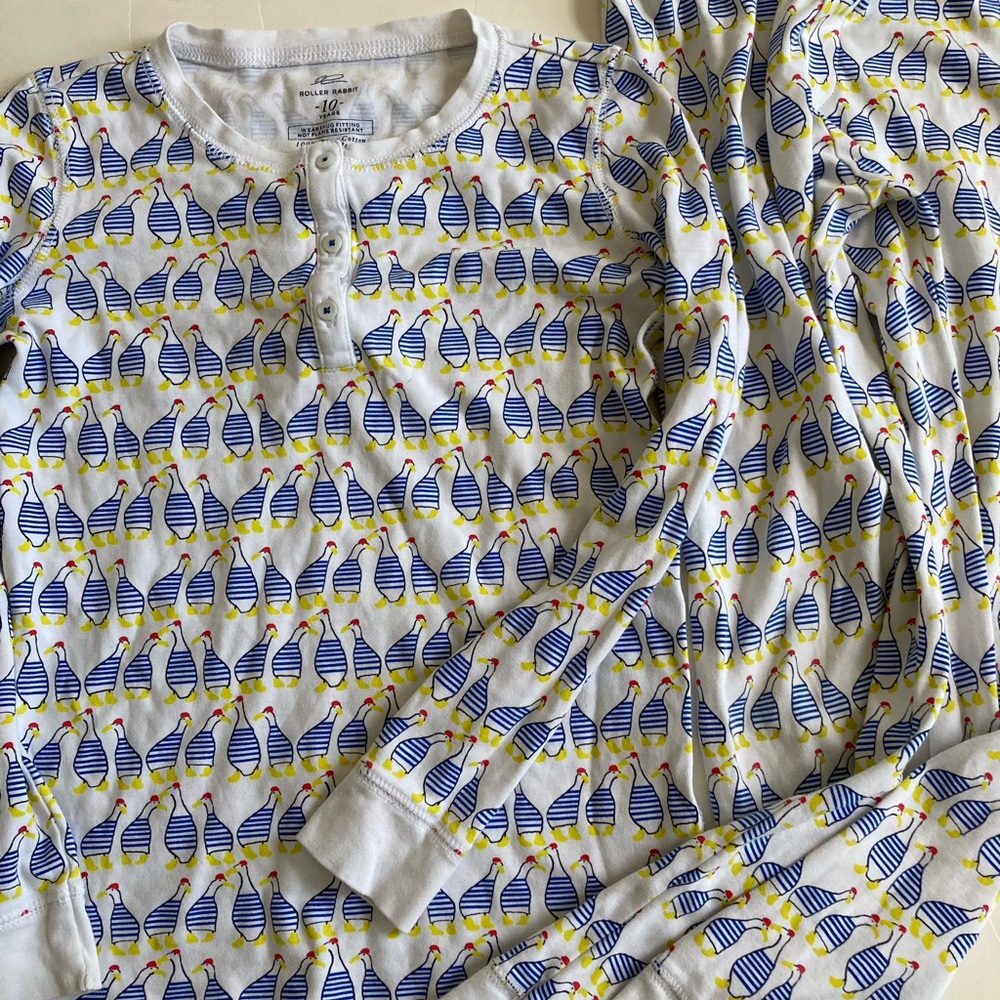 Roberta Roller Rabbit Pima cotton pajamas duck print Vguc 8 10
